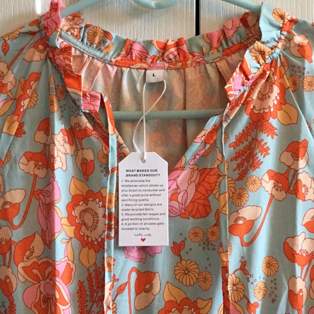 NWT dress Made With ❤️, L beautiful spring summer print.NO FLAWS. Lightweight. - Picture 2 of 6